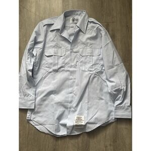 US Military Blue Dress Shirt 15.5 x 32 Defense Logistics Agency Wings Collection